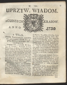 Uprzywilejowane wiadomości z cudzych kraj&oacute;w. R. 1730 Nr 21