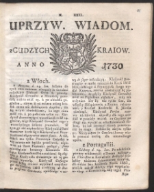 Uprzywilejowane wiadomości z cudzych kraj&oacute;w. R. 1730 Nr 31