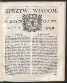 Uprzywilejowane wiadomości z cudzych kraj&oacute;w. R. 1730 Nr 39