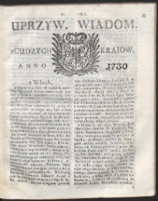 Uprzywilejowane wiadomości z cudzych kraj&oacute;w. R. 1730 Nr 42