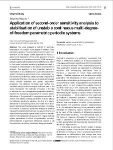 Application of second-order sensitivity analysis to stabilisation of unstable continuous multi-degree-of-freedom parametric periodic systems
