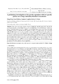A preliminary investigation of dry gravity separation with low specific gravity ores using a laboratory Knelson Concentrator