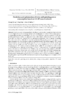 Prediction and optimization of tower mill grinding power consumption based on GA-BP neural network