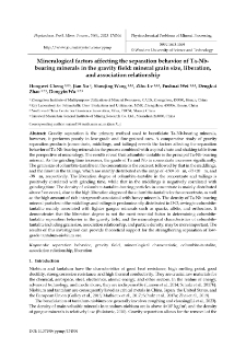 Mineralogical factors affecting the separation behavior of Ta-Nbbearing minerals in the gravity field : mineral grain size, liberation, and association relationship