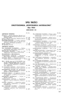 Spis treści dwutygodnika &bdquo;Gospodarka Materiałowa&rdquo;, Rok 1955, Rocznik VII
