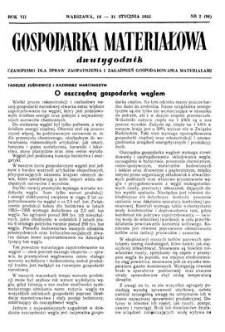 Gospodarka Materiałowa : dwutygodnik : czasopismo dla spraw zaopatrzenia i zagadnień gospodarowania materiałami, Rok VII, 16-31 stycznia 1955, nr 2 (96)