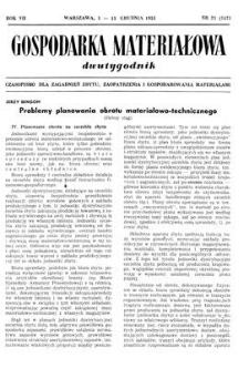 Gospodarka Materiałowa : dwutygodnik : czasopismo dla spraw zaopatrzenia i zagadnień gospodarowania materiałami, Rok VII, 1-15 grudnia 1955, nr 23 (117)