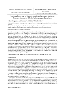 Leaching behaviour of limonite ores from Lapaopao, Southeast Sulawesi, Indonesia : Effect of mineralogy and acid types