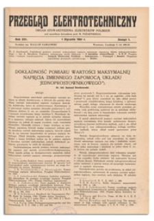 Przegląd Elektrotechniczny. Rok XVI, 1 Stycznia 1934, Zeszyt 1