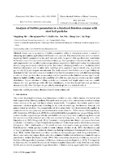 Analysis of bubble parameters in a fluidized flotation column with steel ball particles