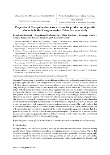 Properties of fine-grained rock waste from the production of granite elements in the Strzegom region, Poland &ndash; a case study