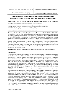 Optimization of rare earth elements recovery from Kızıldag (Karaman-T&uuml;rkiye) shale ore using response surface methodology