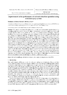 Improvement in the performance of solvent extraction operation using solutions spray system