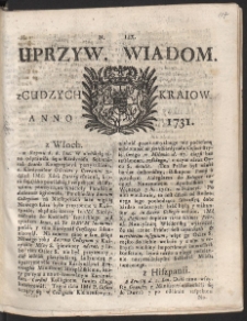 Uprzywilejowane wiadomości z cudzych kraj&oacute;w. R. 1731 Nr 59