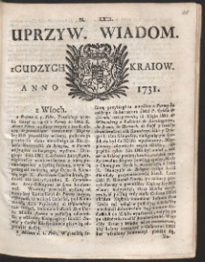 Uprzywilejowane wiadomości z cudzych kraj&oacute;w. R. 1731 Nr 63