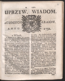 Uprzywilejowane wiadomości z cudzych kraj&oacute;w. R. 1731 Nr 71