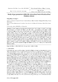 Study of gas parameters within the mineralized bed of fluidized bed flotation column