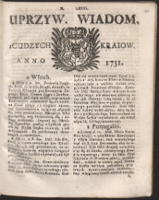 Uprzywilejowane wiadomości z cudzych kraj&oacute;w. R. 1731 Nr 81