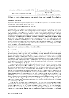 Effects of cacium ions on starch gelatinizaiton and particle flocculation