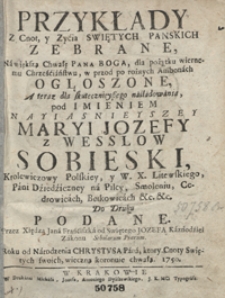 Przykłady Z Cnot y Zycia Swiętych Panskich Zebrane [...]
