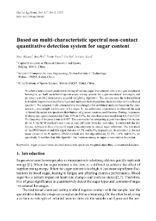 Based on multi-characteristic spectral non-contact quantitative detection system for sugar content