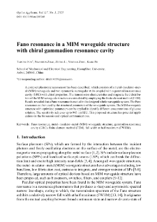 Fano resonance in a MIM waveguide structure with chiral gammadion resonance cavity