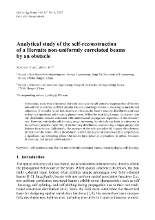 Analytical study of the self-reconstruction of a Hermite non-uniformly correlated beams by an obstacle