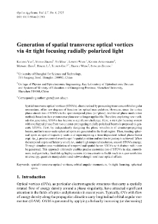 Generation of spatial transverse optical vortices via 4&pi; tight focusing radially polarized light