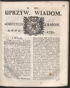 Uprzywilejowane wiadomości z cudzych kraj&oacute;w. R. 1731 Nr 94