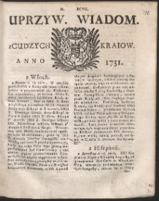 Uprzywilejowane wiadomości z cudzych kraj&oacute;w. R. 1731 Nr 97