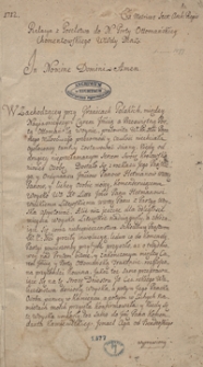 Relacya z poselstwa do N. Porty Ottomańskiej Chomentowskiego, w[oje]wody maz[owieckiego, odbytego w latach 1712-1714]