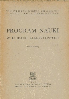 Program nauki w liceach elektrycznych : tymczasowy