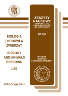 Zeszyty Naukowe Uniwersytetu Przyrodniczego we Wrocławiu. Biologia i Hodowla Zwierząt 62, 2011