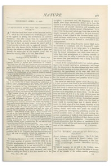 Nature : a Weekly Illustrated Journal of Science. Volume 13, 1876 April 13, [No. 337]