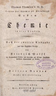 Thomas Thomson’s System der Chemie : in vier Bänden. Bd. 3, Abt. 1