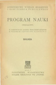 Program nauki (tymczasowy) w państwowym liceum ogólnokształcącym z polskim językiem nauczania : biologia