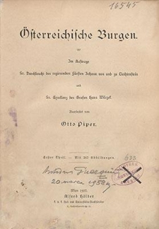 Österreichische Burgen. Tl. 1