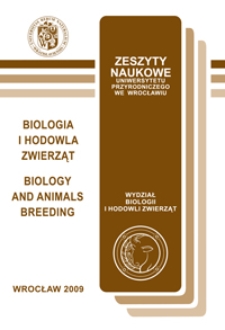 Zeszyty Naukowe Uniwersytetu Przyrodniczego we Wrocławiu. Biologia i Hodowla Zwierząt 59, 2009