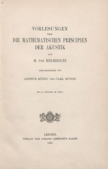 Vorlesungen über die mathematischen Principien der Akustik