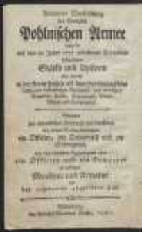 Accurate Vorstellung der K&ouml;niglich Pohlnischen Armee nach der auf dem in Jahre 1775 gehaltenen Reichstage festgesetzen St&auml;rke und Uniform [...] = Etat Actuel De L&rsquo;Armee De Sa Majeste Le Roi De Pologne ainsi qu&rsquo;il a &eacute;t&eacute; stipul&eacute; &agrave; la Di&eacute;te tenue en 1775 o&ugrave; l&rsquo;on trouve La Force Et L&rsquo;Uniforme [...]