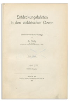 Entdeckungsfahrten in den elektrischen Ozean : gemeinverständliche Vorträge