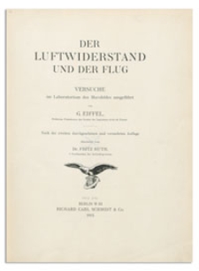 Der Luftwiderstand und der Flug : Versuche im Laboratorium des Marsfeldes ausgeführt