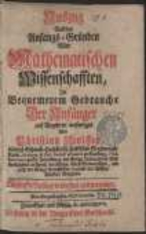 Auszug Aus den Anfangs-Gründen Aller Mathematischen Wissenschafften [...]
