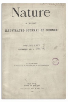 Nature : a Weekly Illustrated Journal of Science. Volume 29, 1884 January 10, [No. 741]