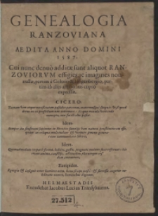 Genealogia Ranzoviana Aedita Anno Domini 1587 [&hellip;]