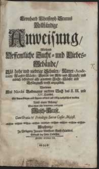 Leonhard Christoph Sturms Vollständige Anweisung, Allerhand Oeffentliche Zucht- und Liebes-Gebäude