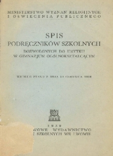Spis podręcznik&oacute;w szkolnych dozwolonych do użytku w gimnazjum og&oacute;lnokształcącym