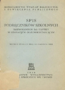 Spis podręczników szkolnych dozwolonych do użytku w gimnazjum ogólnokształcącym