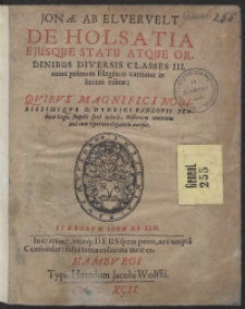 De Holsatia Ejusque Statu Atque Ordinibus Diversis Classes III [&hellip;]