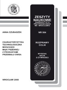 Charakterystyka technologiczna mieszanek mąki pszennej z produktami przemiału owsa